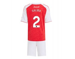 Arsenal William Saliba #2 Dětské Domácí Dres 2025-26 Krátký Rukáv (+ trenýrky)