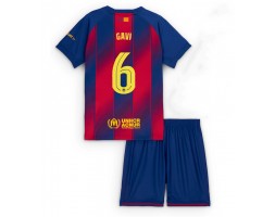 Barcelona Paez Gavi #6 Dětské Domácí Dres 2025-26 Krátký Rukáv (+ trenýrky)