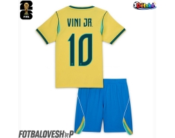Brazílie Vinicius Junior #10 Dětské Domácí Dres MS 2026 Krátký Rukáv (+ trenýrky)