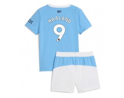 Manchester City Erling Haaland #9 Dětské Domácí Dres 2025-26 Krátký Rukáv (+ trenýrky)