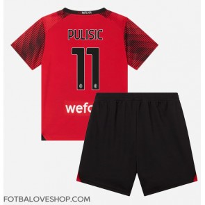 AC Milan Christian Pulisic #11 Dětské Domácí Dres 2023-24 Krátký Rukáv (+ trenýrky)