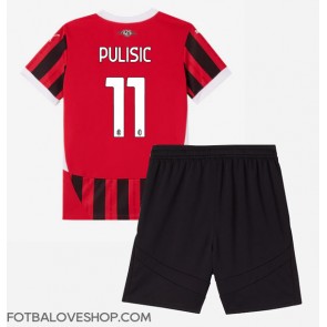AC Milan Christian Pulisic #11 Dětské Domácí Dres 2024-25 Krátký Rukáv (+ trenýrky)