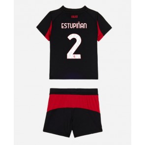 AC Milan Pervis Estupinan #2 Dětské Domácí Dres 2025-26 Krátký Rukáv (+ trenýrky)