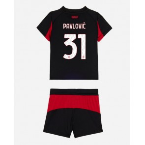 AC Milan Strahinja Pavlovic #31 Dětské Domácí Dres 2025-26 Krátký Rukáv (+ trenýrky)