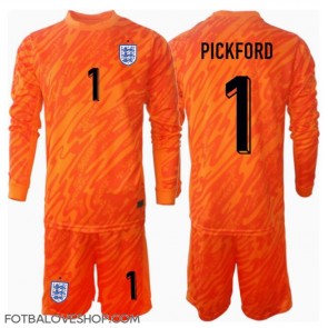 Anglie Jordan Pickford #1 Brankářské Dětské Domácí Dres ME 2024 Dlouhý Rukáv (+ trenýrky)