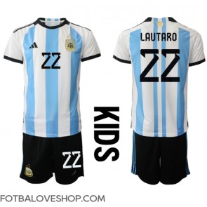 Argentina Lautaro Martinez #22 Dětské Domácí Dres MS 2022 Krátký Rukáv (+ trenýrky)
