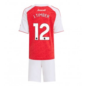 Arsenal Jurrien Timber #12 Dětské Domácí Dres 2025-26 Krátký Rukáv (+ trenýrky)