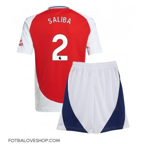 Arsenal William Saliba #2 Dětské Domácí Dres 2024-25 Krátký Rukáv (+ trenýrky)