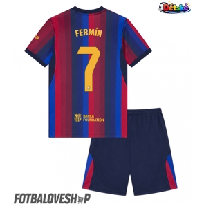 Barcelona Fermin Lopez #7 Dětské Domácí Dres 2026-27 Krátký Rukáv (+ trenýrky)