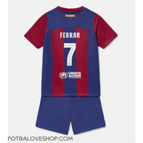 Barcelona Ferran Torres #7 Dětské Domácí Dres 2023-24 Krátký Rukáv (+ trenýrky)