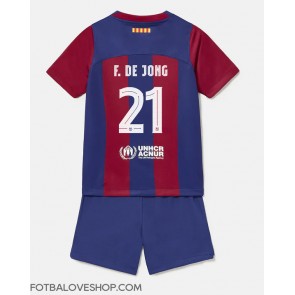 Barcelona Frenkie de Jong #21 Dětské Domácí Dres 2023-24 Krátký Rukáv (+ trenýrky)