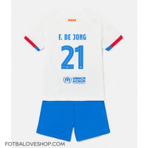 Barcelona Frenkie de Jong #21 Dětské Venkovní Dres 2023-24 Krátký Rukáv (+ trenýrky)