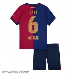Barcelona Paez Gavi #6 Dětské Domácí Dres 2024-25 Krátký Rukáv (+ trenýrky)