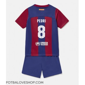 Barcelona Pedri Gonzalez #8 Dětské Domácí Dres 2023-24 Krátký Rukáv (+ trenýrky)