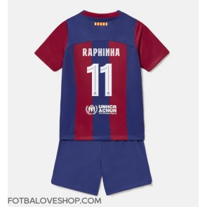 Barcelona Raphinha Belloli #11 Dětské Domácí Dres 2023-24 Krátký Rukáv (+ trenýrky)