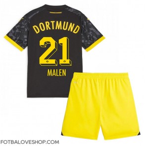 Borussia Dortmund Donyell Malen #21 Dětské Venkovní Dres 2023-24 Krátký Rukáv (+ trenýrky)