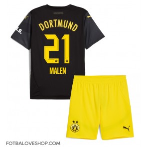 Borussia Dortmund Donyell Malen #21 Dětské Venkovní Dres 2024-25 Krátký Rukáv (+ trenýrky)