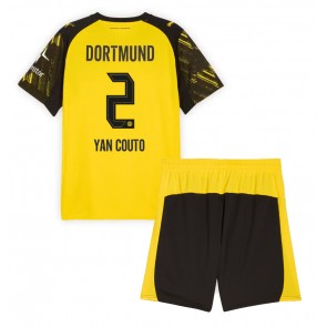 Borussia Dortmund Yan Couto #2 Dětské Domácí Dres 2025-26 Krátký Rukáv (+ trenýrky)
