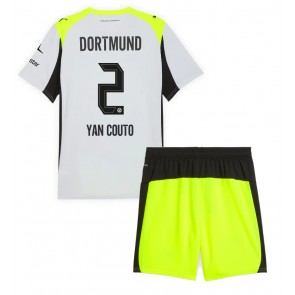 Borussia Dortmund Yan Couto #2 Dětské Venkovní Dres 2025-26 Krátký Rukáv (+ trenýrky)