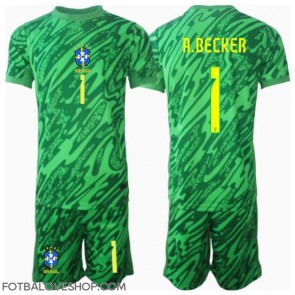 Brazílie Alisson Becker #1 Brankářské Dětské Domácí Dres Copa America 2024 Krátký Rukáv (+ trenýrky)