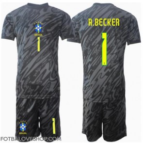 Brazílie Alisson Becker #1 Brankářské Dětské Venkovní Dres Copa America 2024 Krátký Rukáv (+ trenýrky)