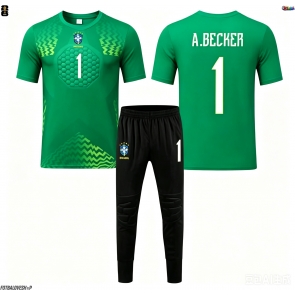 Brazílie Alisson Becker #1 Brankářské Dětské Venkovní Dres MS 2026 Krátký Rukáv (+ trenýrky)