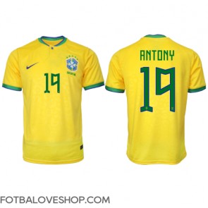 Brazílie Antony #19 Domácí Dres MS 2022 Krátký Rukáv