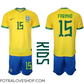 Brazílie Fabinho #15 Dětské Domácí Dres MS 2022 Krátký Rukáv (+ trenýrky)