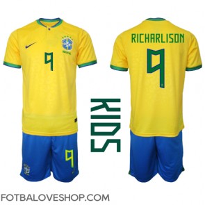 Brazílie Richarlison #9 Dětské Domácí Dres MS 2022 Krátký Rukáv (+ trenýrky)