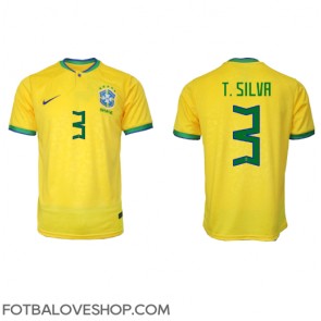 Brazílie Thiago Silva #3 Domácí Dres MS 2022 Krátký Rukáv