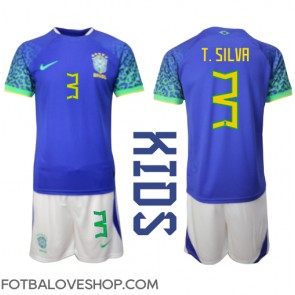 Brazílie Thiago Silva #3 Dětské Venkovní Dres MS 2022 Krátký Rukáv (+ trenýrky)