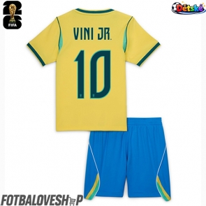 Brazílie Vinicius Junior #10 Dětské Domácí Dres MS 2026 Krátký Rukáv (+ trenýrky)