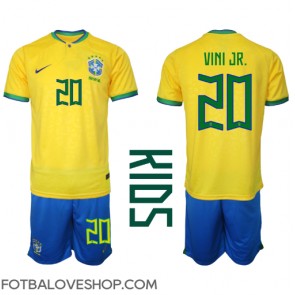 Brazílie Vinicius Junior #20 Dětské Domácí Dres MS 2022 Krátký Rukáv (+ trenýrky)
