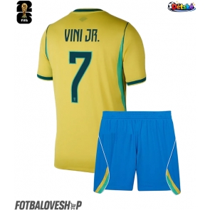 Brazílie Vinicius Junior #7 Dětské Domácí Dres MS 2026 Krátký Rukáv (+ trenýrky)