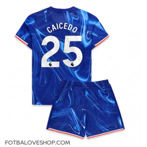 Chelsea Moises Caicedo #25 Dětské Domácí Dres 2024-25 Krátký Rukáv (+ trenýrky)