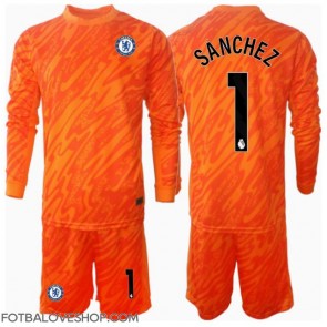 Chelsea Robert Sanchez #1 Brankářské Dětské Domácí Dres 2024-25 Dlouhý Rukáv (+ trenýrky)