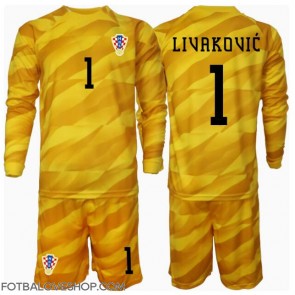 Chorvatsko Dominik Livakovic #1 Brankářské Dětské Domácí Dres ME 2024 Dlouhý Rukáv (+ trenýrky)