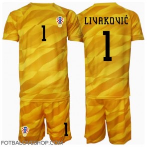 Chorvatsko Dominik Livakovic #1 Brankářské Dětské Domácí Dres ME 2024 Krátký Rukáv (+ trenýrky)
