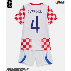 Chorvatsko Josko Gvardiol #4 Dětské Domácí Dres MS 2026 Krátký Rukáv (+ trenýrky)