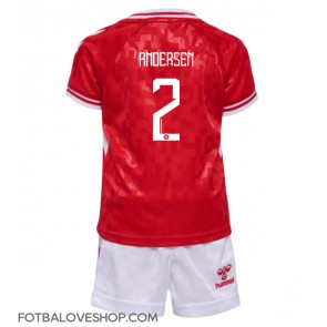 Dánsko Joachim Andersen #2 Dětské Domácí Dres ME 2024 Krátký Rukáv (+ trenýrky)