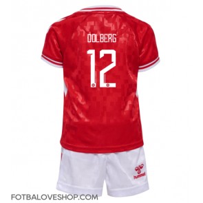 Dánsko Kasper Dolberg #12 Dětské Domácí Dres ME 2024 Krátký Rukáv (+ trenýrky)