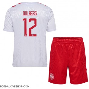 Dánsko Kasper Dolberg #12 Dětské Venkovní Dres ME 2024 Krátký Rukáv (+ trenýrky)