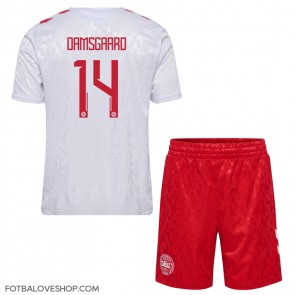 Dánsko Mikkel Damsgaard #14 Dětské Venkovní Dres ME 2024 Krátký Rukáv (+ trenýrky)