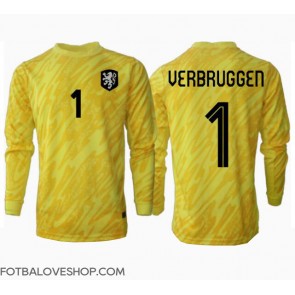 Holandsko Bart Verbruggen #1 Brankářské Venkovní Dres ME 2024 Dlouhý Rukáv