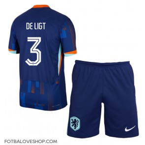 Holandsko Matthijs de Ligt #3 Dětské Venkovní Dres ME 2024 Krátký Rukáv (+ trenýrky)