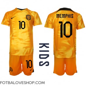 Holandsko Memphis Depay #10 Dětské Domácí Dres MS 2022 Krátký Rukáv (+ trenýrky)