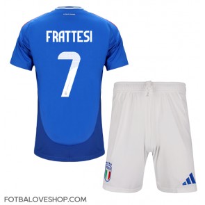 Itálie Davide Frattesi #7 Dětské Domácí Dres ME 2024 Krátký Rukáv (+ trenýrky)