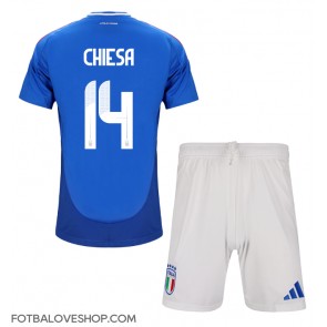 Itálie Federico Chiesa #14 Dětské Domácí Dres ME 2024 Krátký Rukáv (+ trenýrky)