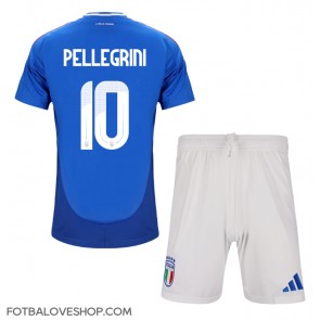 Itálie Lorenzo Pellegrini #10 Dětské Domácí Dres ME 2024 Krátký Rukáv (+ trenýrky)