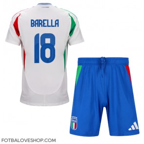 Itálie Nicolo Barella #18 Dětské Venkovní Dres ME 2024 Krátký Rukáv (+ trenýrky)